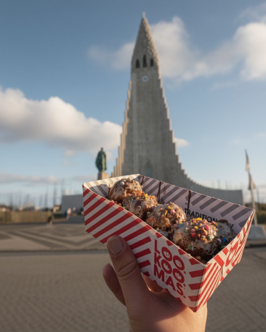 Greek donuts from Loo.koo.mas in Reykjavik, featured in a comparison between crepes and Greek donuts.