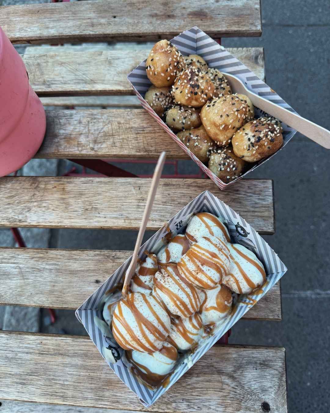 Greek donuts from Loo.koo.mas, featured in a comparison between churros and Greek donuts.